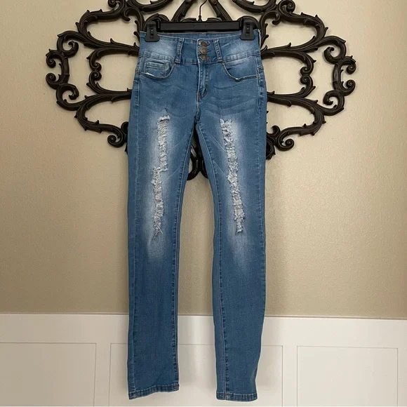 BAMBOO High Rise Stretch Skinny Jeans Size 5 - Picture 2 of 16